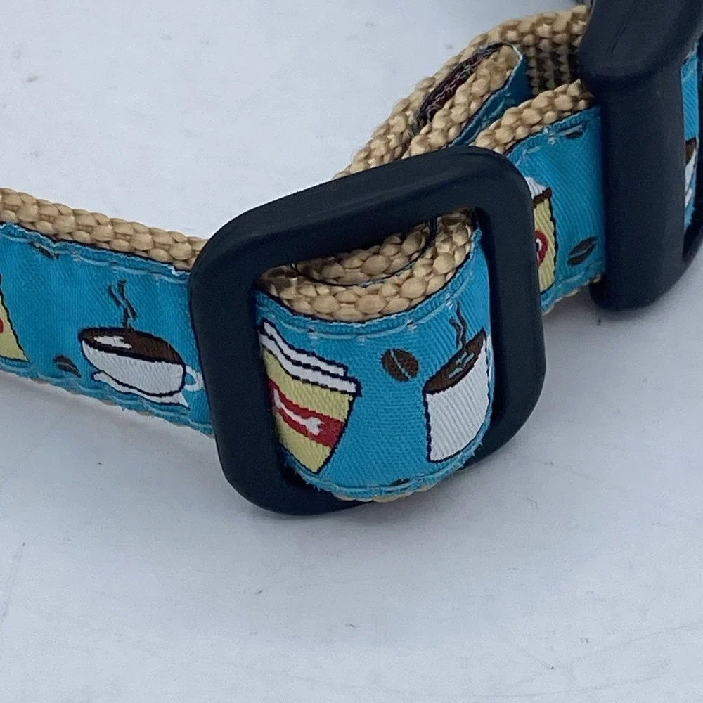 Coffee Nut Pattern Coffee Nut Dog Collar Small 9 to 15 inches 5/8 inch Narrow...